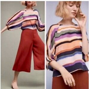 Maeve Anthropology Colorful Striped Blouse